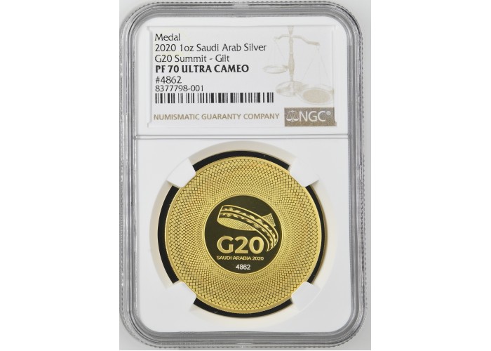 ميدالية سعودية قمة G20 ( مقيمة NGC 70 Top Pop ) - 3606 -