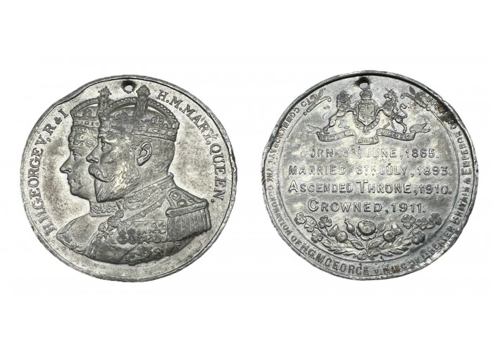 ميدالية انجليزية فضة الملك جورج الخامس والملكة ماري 1911م - 2676 -
